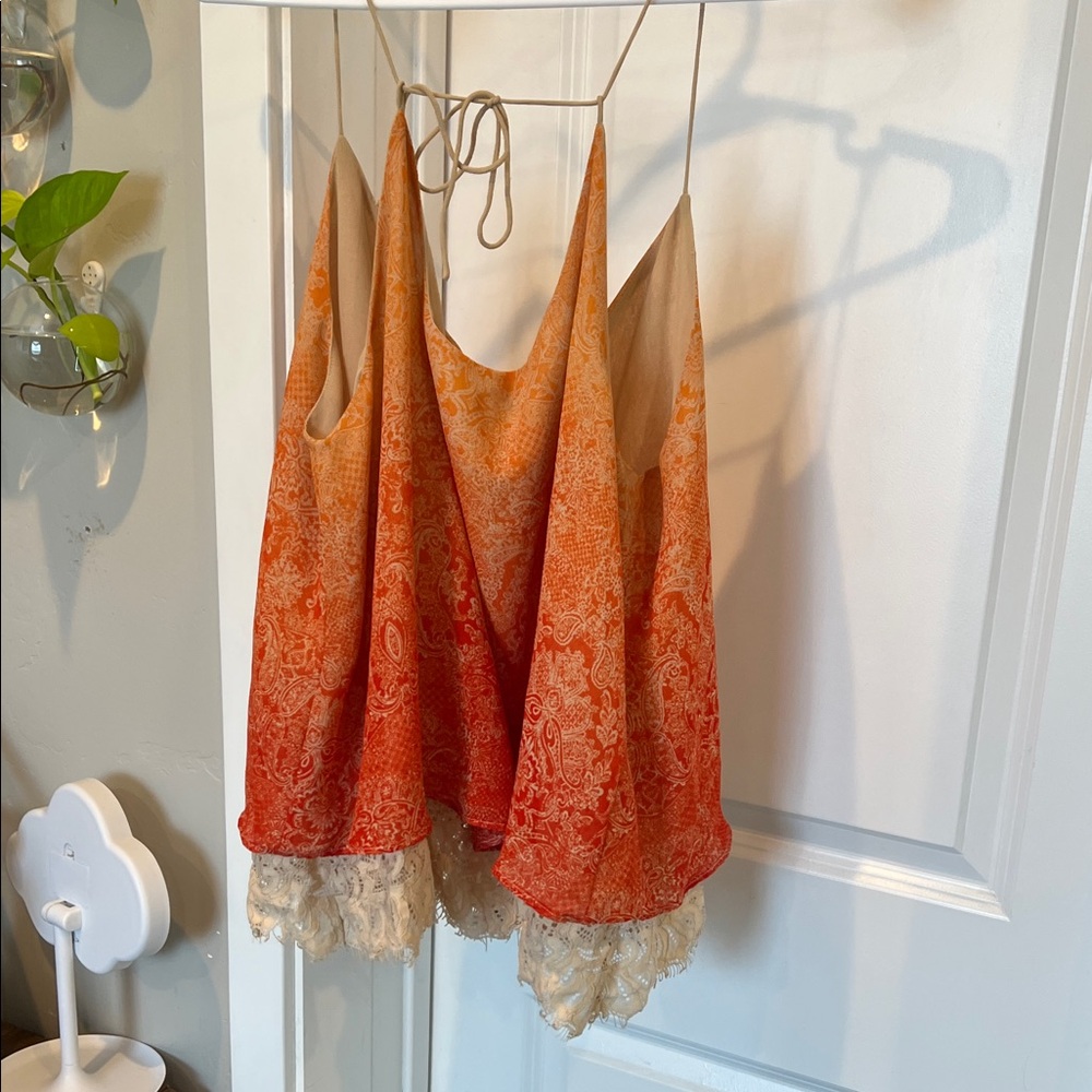 Cato Orange and Cream Lace Camisole - Picture 4 of 5